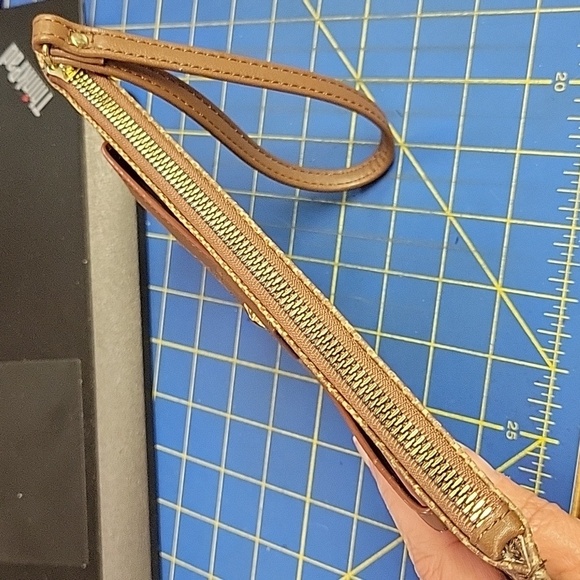 Juicy Couture Brown Monogram Envelope Clutch 10" x 5.5" Like New - Picture 9 of 16